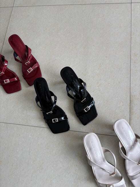 Square Open Toe Double Straps Heel
